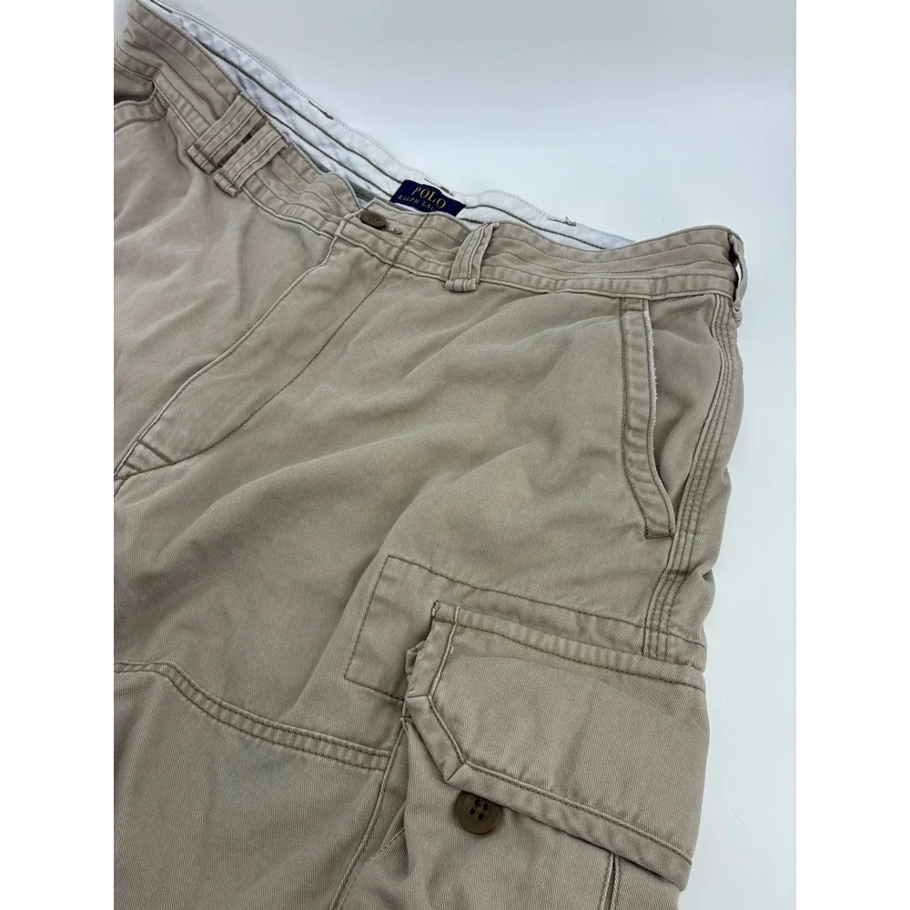 Polo Ralph Lauren Classic Polo Chino Cargo Shorts Mens 36 Khaki Tan Cotton Twill